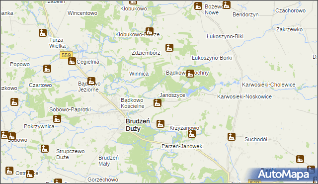 mapa Janoszyce, Janoszyce na mapie Targeo