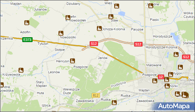 mapa Janów gmina Chełm, Janów gmina Chełm na mapie Targeo
