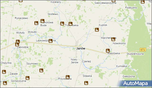 mapa Janów powiat sokólski, Janów powiat sokólski na mapie Targeo