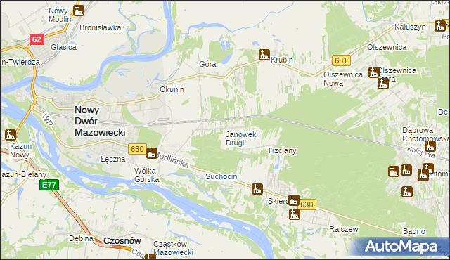 mapa Janówek Drugi, Janówek Drugi na mapie Targeo