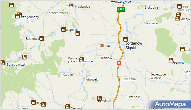 mapa Janówek gmina Jordanów Śląski, Janówek gmina Jordanów Śląski na mapie Targeo