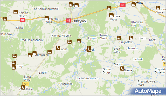 mapa Janówek gmina Odrzywół, Janówek gmina Odrzywół na mapie Targeo