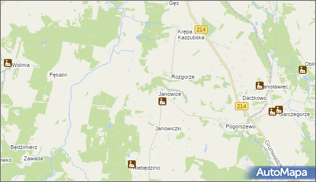 mapa Janowice gmina Nowa Wieś Lęborska, Janowice gmina Nowa Wieś Lęborska na mapie Targeo