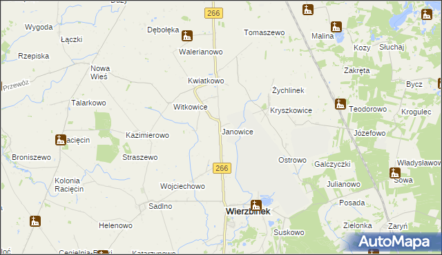 mapa Janowice gmina Wierzbinek, Janowice gmina Wierzbinek na mapie Targeo