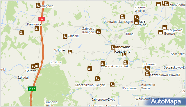 mapa Janowiec-Leśniki, Janowiec-Leśniki na mapie Targeo