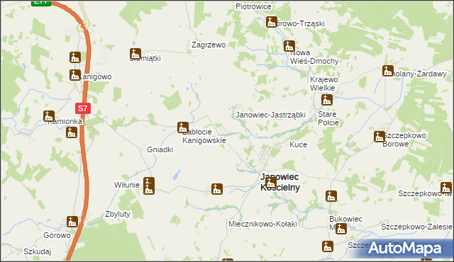 mapa Janowiec-Zdzięty, Janowiec-Zdzięty na mapie Targeo