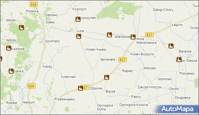 mapa Janowięta, Janowięta na mapie Targeo