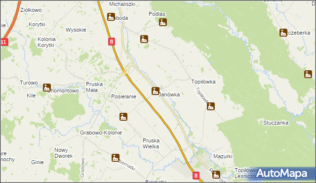 mapa Janówka gmina Augustów, Janówka gmina Augustów na mapie Targeo