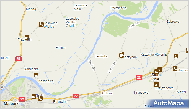 mapa Janówka gmina Stare Pole, Janówka gmina Stare Pole na mapie Targeo