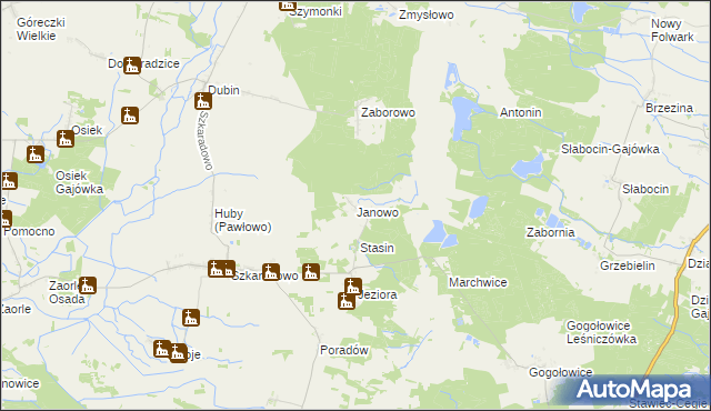 mapa Janowo gmina Jutrosin, Janowo gmina Jutrosin na mapie Targeo