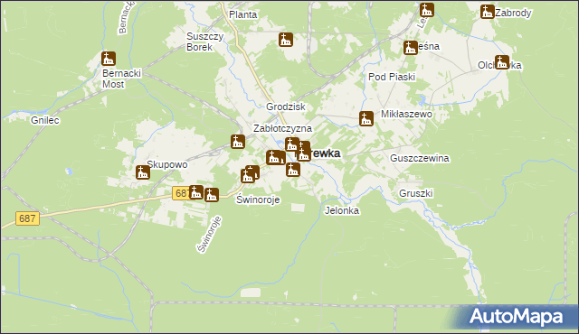 mapa Janowo gmina Narewka, Janowo gmina Narewka na mapie Targeo