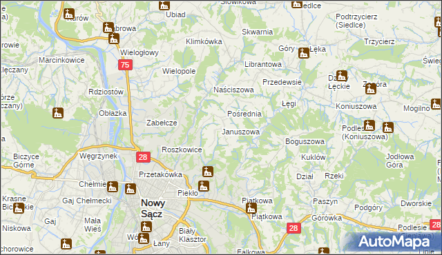 mapa Januszowa, Januszowa na mapie Targeo