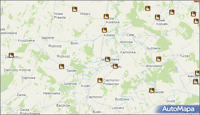 mapa Januszówka gmina Stoczek Łukowski, Januszówka gmina Stoczek Łukowski na mapie Targeo