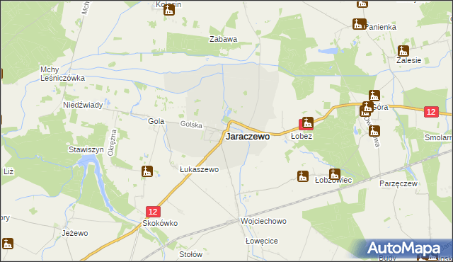 mapa Jaraczewo powiat jarociński, Jaraczewo powiat jarociński na mapie Targeo