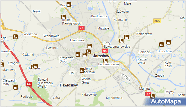 mapa Jarosławia, Jarosław na mapie Targeo