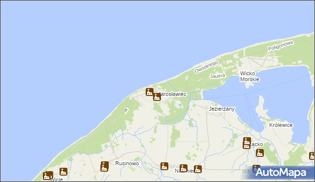 mapa Jarosławiec gmina Postomino, Jarosławiec gmina Postomino na mapie Targeo