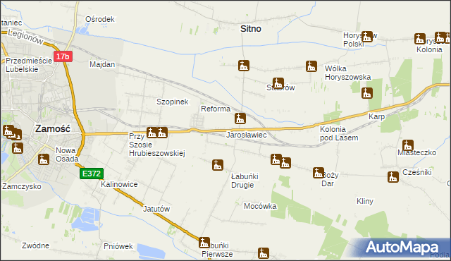 mapa Jarosławiec gmina Sitno, Jarosławiec gmina Sitno na mapie Targeo