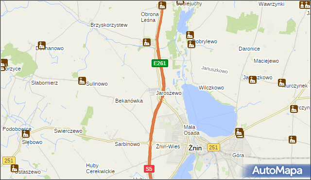 mapa Jaroszewo gmina Żnin, Jaroszewo gmina Żnin na mapie Targeo