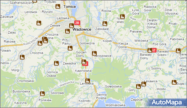 mapa Jaroszowice, Jaroszowice na mapie Targeo