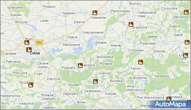 mapa Jaroszówka gmina Gdów, Jaroszówka gmina Gdów na mapie Targeo