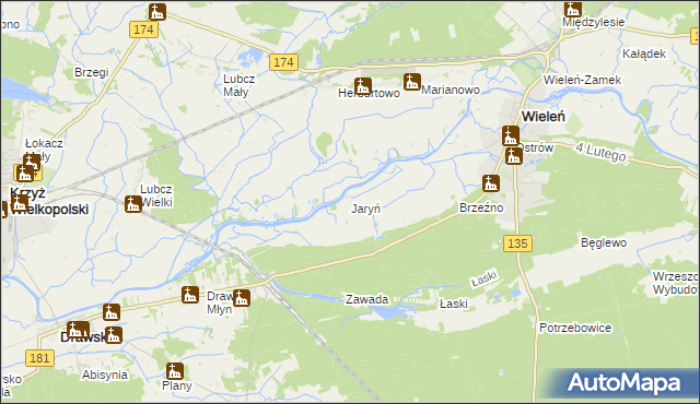 mapa Jaryń, Jaryń na mapie Targeo