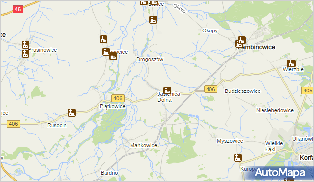 mapa Jasienica Dolna, Jasienica Dolna na mapie Targeo