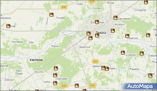 mapa Jasienica gmina Tłuszcz, Jasienica gmina Tłuszcz na mapie Targeo