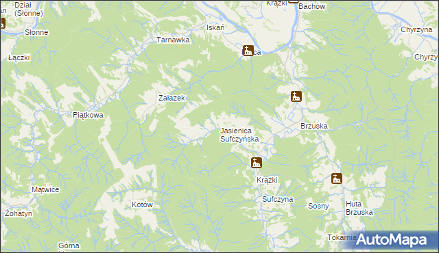 mapa Jasienica Sufczyńska, Jasienica Sufczyńska na mapie Targeo