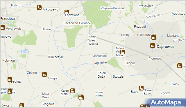 mapa Jasieniec gmina Przedecz, Jasieniec gmina Przedecz na mapie Targeo