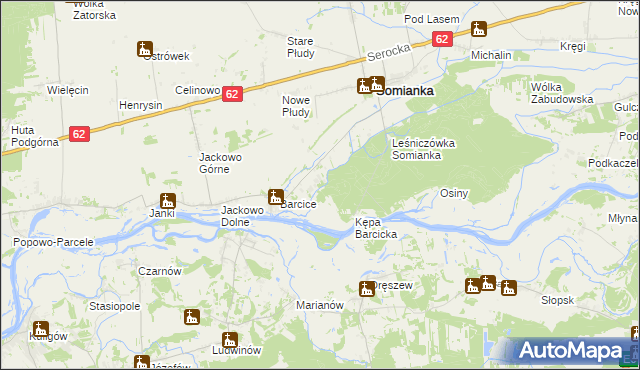 mapa Jasieniec gmina Somianka, Jasieniec gmina Somianka na mapie Targeo