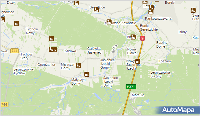 mapa Jasieniec Iłżecki Górny, Jasieniec Iłżecki Górny na mapie Targeo