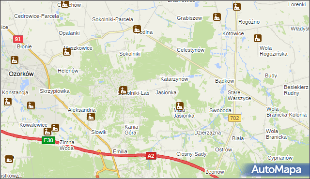 mapa Jasionka gmina Zgierz, Jasionka gmina Zgierz na mapie Targeo