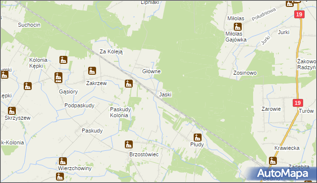 mapa Jaski gmina Radzyń Podlaski, Jaski gmina Radzyń Podlaski na mapie Targeo