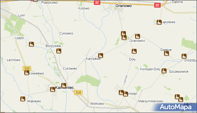 mapa Jaskółki gmina Kamieniec, Jaskółki gmina Kamieniec na mapie Targeo