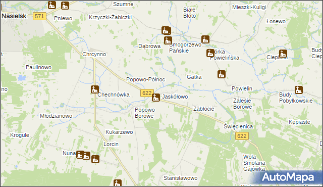 mapa Jaskółowo, Jaskółowo na mapie Targeo