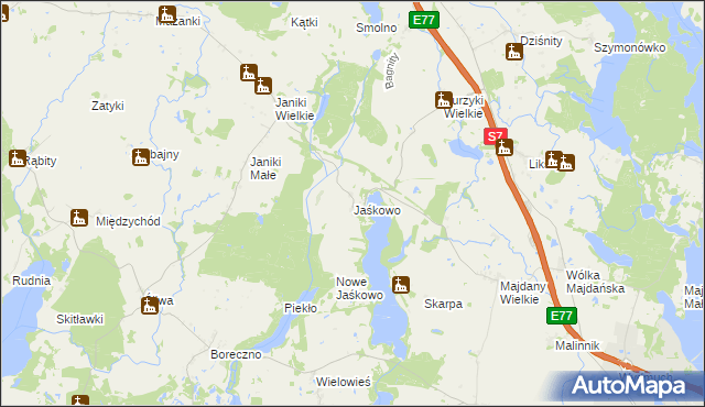 mapa Jaśkowo gmina Zalewo, Jaśkowo gmina Zalewo na mapie Targeo