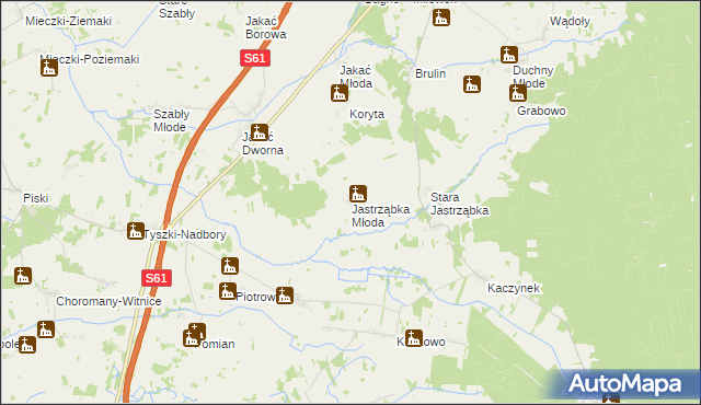 mapa Jastrząbka Młoda, Jastrząbka Młoda na mapie Targeo