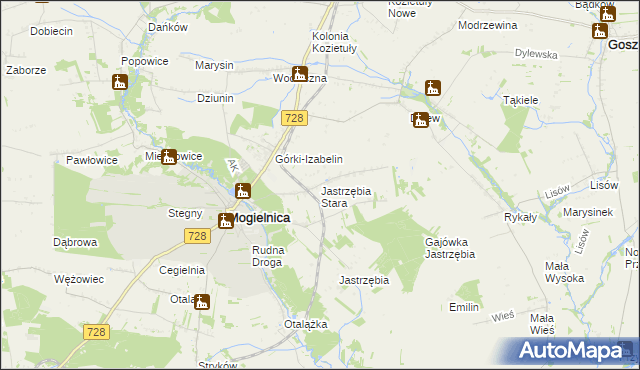 mapa Jastrzębia Stara, Jastrzębia Stara na mapie Targeo