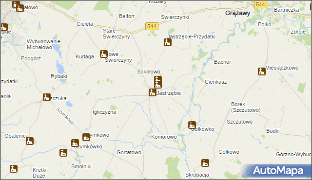 mapa Jastrzębie gmina Bartniczka, Jastrzębie gmina Bartniczka na mapie Targeo