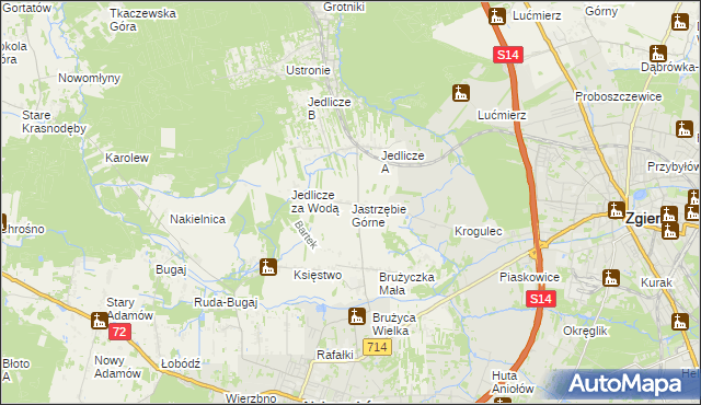 mapa Jastrzębie Górne, Jastrzębie Górne na mapie Targeo