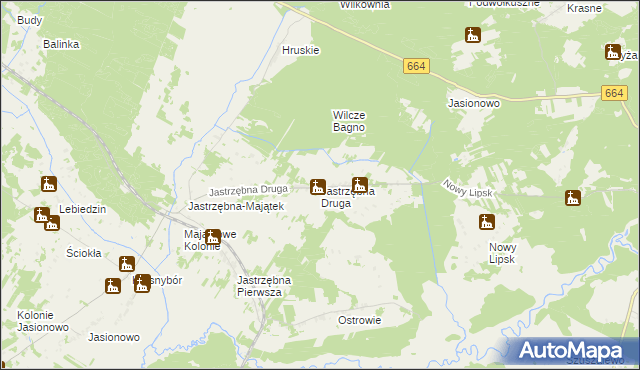 mapa Jastrzębna Druga, Jastrzębna Druga na mapie Targeo