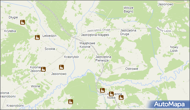 mapa Jastrzębna Pierwsza, Jastrzębna Pierwsza na mapie Targeo