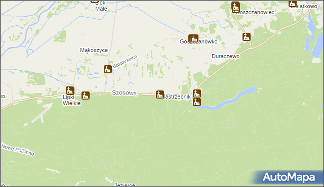 mapa Jastrzębnik gmina Santok, Jastrzębnik gmina Santok na mapie Targeo