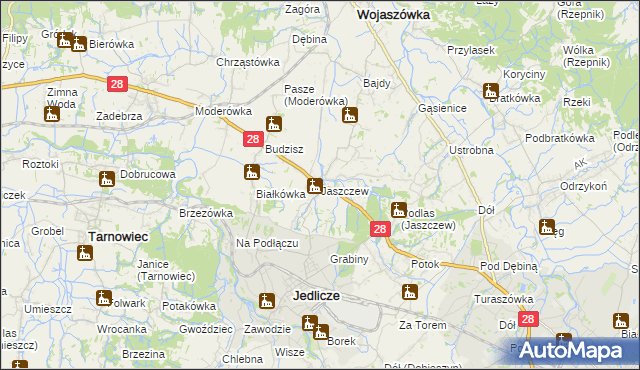 mapa Jaszczew, Jaszczew na mapie Targeo