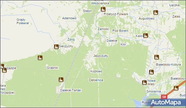 mapa Jaszczułty, Jaszczułty na mapie Targeo