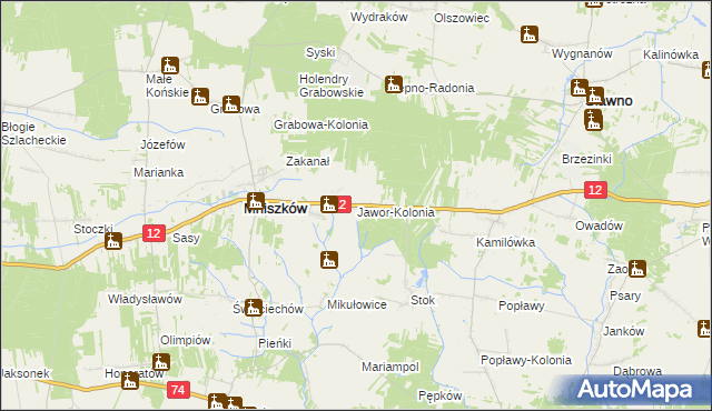 mapa Jawor-Kolonia, Jawor-Kolonia na mapie Targeo