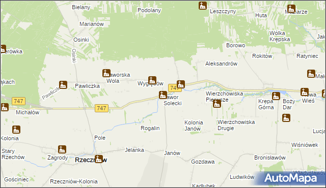 mapa Jawor Solecki, Jawor Solecki na mapie Targeo