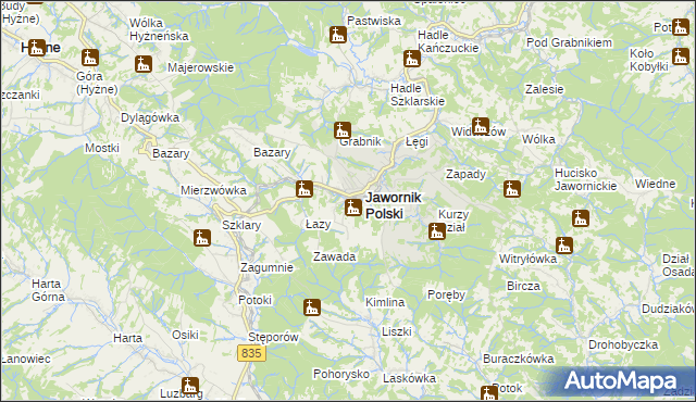 mapa Jawornik-Przedmieście, Jawornik-Przedmieście na mapie Targeo