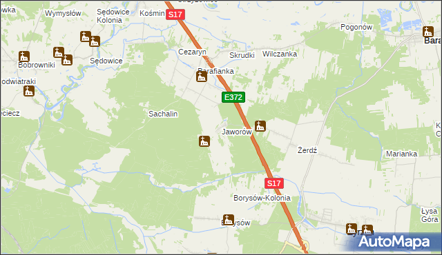 mapa Jaworów gmina Żyrzyn, Jaworów gmina Żyrzyn na mapie Targeo