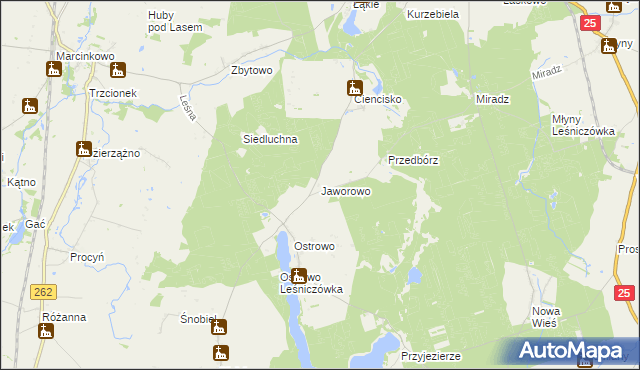 mapa Jaworowo gmina Strzelno, Jaworowo gmina Strzelno na mapie Targeo